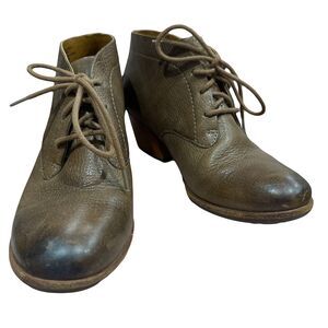 Kork-Ease Ankle Boots Women’s 7/38 Brown Leather Wedge Chunky Heel Comfort Shoes